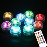 Acmee (pack of 10) Multi-color 3 LEDs Water Proof floral Light with Remote Control /12 colors LED Submersible Tea Light with remote control for Wedding or Party Decoration