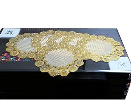 Asian Handloom Round Dining Place Mat Set of 6 Pcs (15 * 15 inches),Golden Color