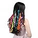 FESHFEN 12 Pcs 12 Colors Full Color Curly Wave Clip on in Hair Extensions Hair Pieces 18 Inches Long Remy Hair Colored Party Highlights DIY Hair Accessories Extensions for Kids Grils Women