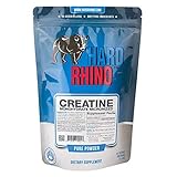 Hard Rhino Creatine Monohydrate Micronized 200 Mesh Powder, 500 Grams (1.1 Lbs), Unflavored, Lab-Tested, Scoop Included