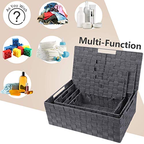 KEDSUM Woven Storage Baskets Boxes Bins, Black Storage Baskets with