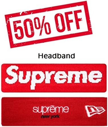Supreme Headband Red Sweatband Supreme Logo Headband NY Edition. Cotton/Fleece Headband Supreme Sweetband for Women and Men.
