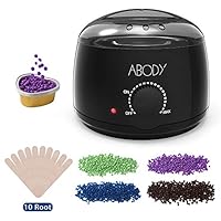 Wax Warmer, Abody Hair Removal Waxing Kit with 4 Bags Hard Wax Bean, 5 Small Heart-shaped Tins Bowls, 10pcs Wax Applicator Sticks, Wax Heater for Rapid Removing Hair of All Body, Legs, Face and Bikini