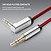 UGREEN 3.5mm Audio Cable, Stereo Aux Jack to Jack Cable 90 Degree Right Angle Auxiliary Cord Compatible for Beats, iPhone, iPod, iPad, Tablets, Speakers, 24K Gold Plated Male to Male Red (1.5FT)