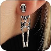 Gothic Skeleton Earrings For Women,Punk Spooky Skull Skeleton Drop Dangle Earrings Costume Dress Up Ghost Earrings Halloween Accessories Jewelry