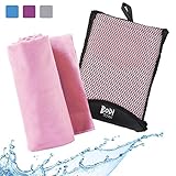 Bodi Towel Quick-Dry Lightweight Super-Absorbent Large Microfiber Towel, Pink, 130cm x 80cm