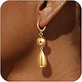 Poaiiu Gold Plated Hoop Earrings, Chunky Gold Earrings for Women Trendy 14K Gold Huggie Earrings Dangle Hoops Hypoallergenic Lightweight Dainty Thick Earrings Jewelry for Women