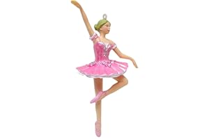 Nutcracker Ballet Gifts, Ballerina Christmas Tree Ornaments, Resin Nutcracker Ballet Decorations, Xmas Baubles for Holiday Home Decor, Pink Tutu, 4 Inches