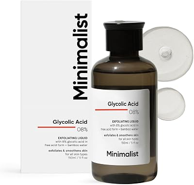 Minimalist 8% Glycolic Acid Exfoliating Toner 150ml Face Body Scalp