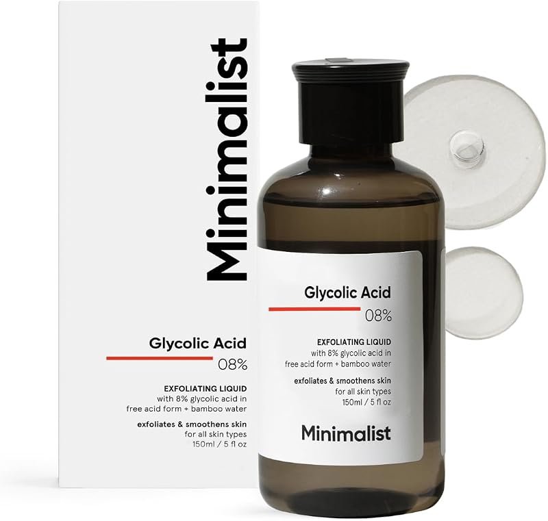 Minimalist 8% Glycolic Acid Exfoliating Toner 150ml Face Body Scalp