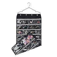 TGbranch 56 Pockets Dual Sided Jewelry Hanging Organizer Oxford Storage Bag with Zipper Hanger (Black)
