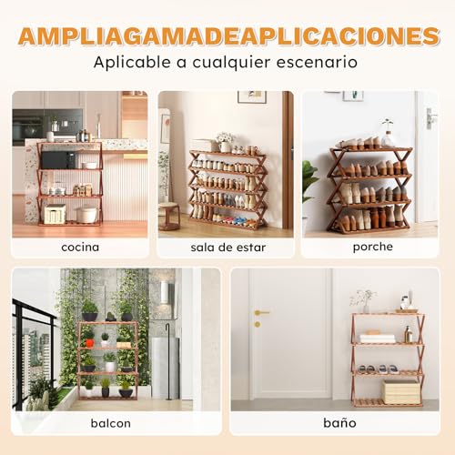 JESUS zapatera Plegable, No Requiere instalación, 4 Capas, 12-16 Pares | Organizador Zapatos de instalación Libre de 4 Capas, 12-16 Pares de Zapatos, Zapatera para Dormitorio, Puerta, Sala de Estar