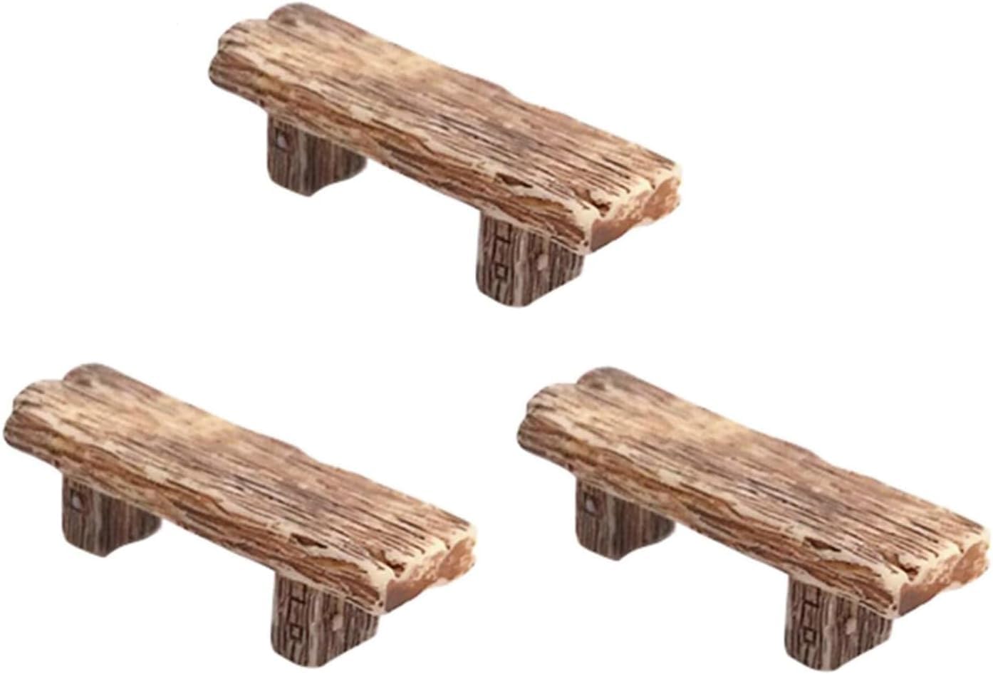 3 Pcs Retro Benches Miniature Fairy Garden Exquisite Ornaments Bonsai Ornaments Dollhouse Decoration Accessories Useful Decorative Objects Accessories