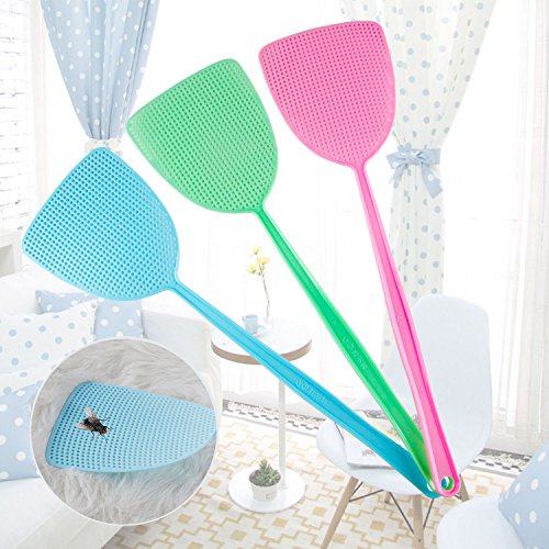 Venustas 6 pack Fly swatter Manual Pest Control Colorful Plastic with 17.5'' Durable Long Handle Home Helper