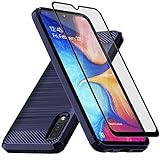 E-outfit Samsung Galaxy A10E Case, with Tempered Glass Screen Protector, Slim Soft TPU Protective Rubber Bumper Case Cover for Samsung Galaxy A10E Phone (Blue)