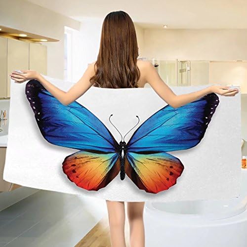 Butterfly Bath towel Big Butterfly Manifests Never Ending Cycle of Life Self Transformation Cotton Beach Towel Orange Blue Black (55"x28")
