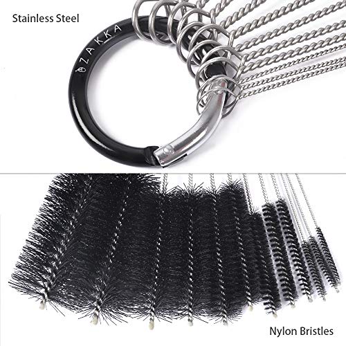 eZAKKA 9.8 Inch 12 Pieces Nylon Tube Brushes Pipe Cleaning Brush Glasses Straws Cleaning Brushes with Suction Cup Hook, Black - Thumbnail 3
