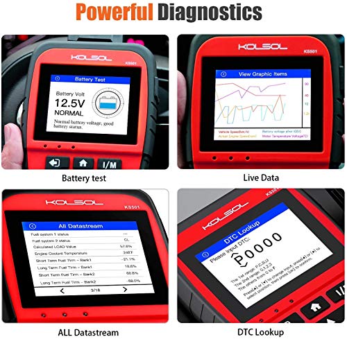 KOLSOL Code Reader OBDII Scan Tool for Universal Vehicles EOBD Automotive Scanner Diagnostic Tool KS501 (KS04-Red)