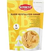 Sunbest Natural Dried Ginger 80 Oz (5 LB) 1 Pack - Resealable Bag, Vegan & Kosher, Ideal for Snacking, Nutrient-Crystalised &