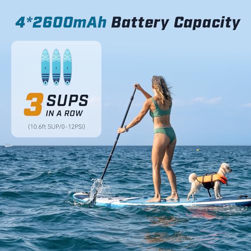 Peakspeak 20PSI Electric Paddle Pump - Rechargeable, Intelligent Inflation/Deflation - Automatic Shut-Off for SUP Boards, Kayak, Wings, Kite, Tent, Mattresses