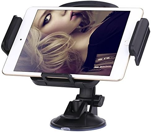 Adjustable Universal Tablet Car Mount Holder Stand Cradle 360 Degree Rotating with Strong Suction for 7 Inch-11 Inch Tablet iPad Mini 2 3 4 Samsung Galaxy Tab Kindle Fire Android Devices (Black)