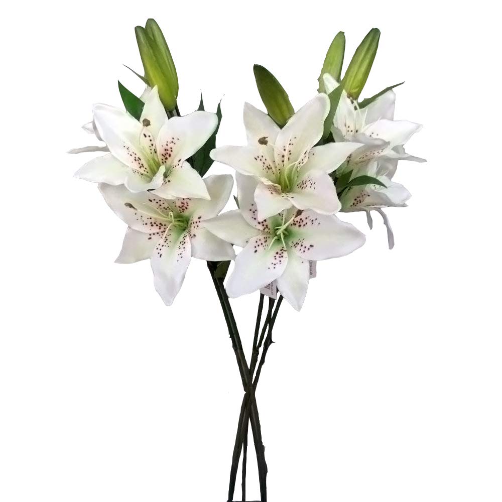 6 x Artificial Ivory Tiger Lily Flower Sprays