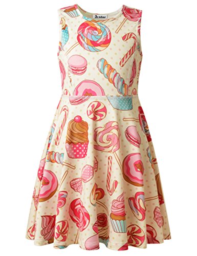 Jxstar Girl's Lollipop Dress, Candy Dress, Ice Cream Dress, Rainbow Dress, Summer Sleeveless Dress
