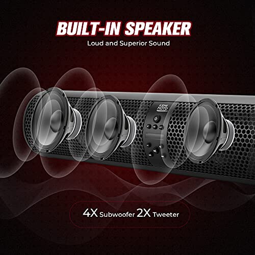 Kemimoto UTV Soundbar Bluetooth RZR Sound Bar Waterproof SxS Soundbars