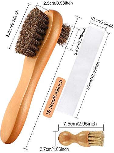 Youngjoy 4 Pieces Horsehair Shine Shoes Brush kit Polish Dauber Applicators (D)