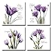 YPY 4pcs Flower Painting Wall Art Giclee Prints Artwork Love Hope Imagine and Believe Purple Pictures Photo on Canvas for Home Walls Decor Ready to Hang (Purple, 12x12in S)