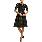 Adrianna Papell Womens Embroidered Lace Midi Dress