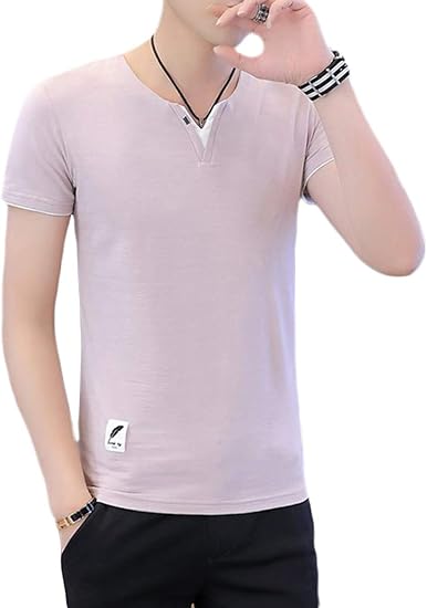 Bestmood 半袖 Tシャツ メンズ スリム Vネック カットソー シンプル ファッション ティーシャツ 柔らかい カジュアル おしゃれ Tシャツ 無地 白 夏 Tシャツ カットソー 通販 Amazon