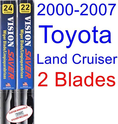 2000-2007 Toyota Land Cruiser Replacement Wiper Blade Set/Kit (Set of 2 Blades) (Saver Automotive Products-Vision Saver) (2001,2002,2003,2004,2005,2006)