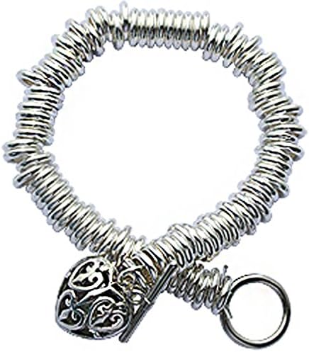 Silver Plated Bracelet with Heart Charm Filigree