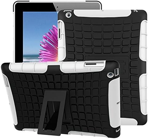 iPad 2 Case,iPad 3 Case,iPad 4 Case, TOODAY Ultra Premium Slim Hybrid Heavy Duty Armor Protection Cover Anti Slip Kids Friendly Shockproof Silicone Protective Cover for Apple iPad 2/3/4 (White)
