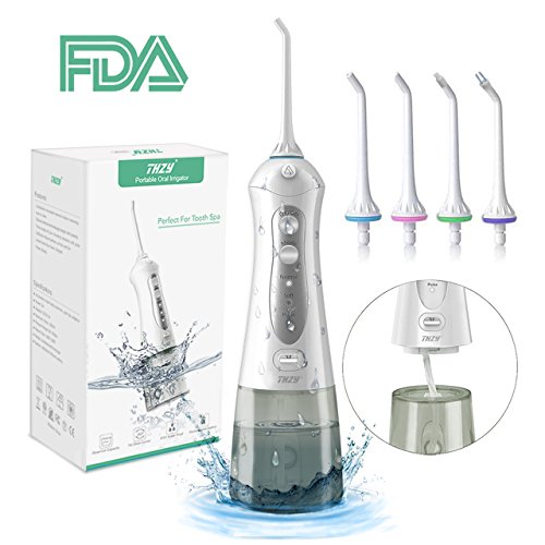 Cordless Water Flosser Oral Irrigator, THZY 2018 Upgraded IPX7 Waterproof 3-Mode USB Rechargable Professinal Portable Water Pick Dental Flosser with 4 Jet Tips for Braces and Teeth Whitening - Thumbnail 6