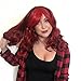 Netgo Anime Cosplay Wigs Red for Women with Obligue Band Long Curly Hair Wigs Lolita Style Wigs