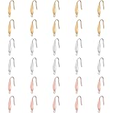 UNICRAFTALE 30 Pieces 3 Colors 316 Stainless Steel Earring Hooks - 1.2mm Small Hole Ear Wire Mixed Color for DIY Jewelry Making 19.5x4.5x1mm