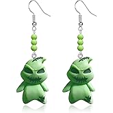 QLYOVWE Halloween Green Ghost Earrings for Women Spectre Before Christmas Earrings Halloween Costume Decorations Accessories Cute Holiday Gifts Jewelry