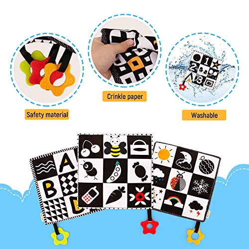Tummy Time Play Mat, High Contrast Baby Toys,Black and White Activity