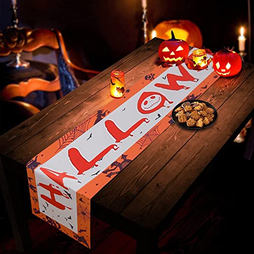 Nieolheoui Halloween Table Runners, Non-Slip Haunted House Table Fabric for Halloween Party Decorations and Scary Movie Nights, 71 x 14 Inch