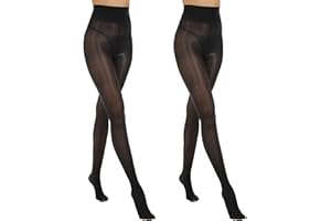 MANZI 2 Pairs Women's Shiny Sheer Tights High Waist Silk Comfort Stockings Oil Shimmery Nylons Pantyhose