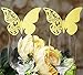 50pcs Butterfly Wedding Party Table Number Name Paper Place Cards Wine Glass Cup Decoration Wall Decals Sticker For Wedding Party Favor [Gold]