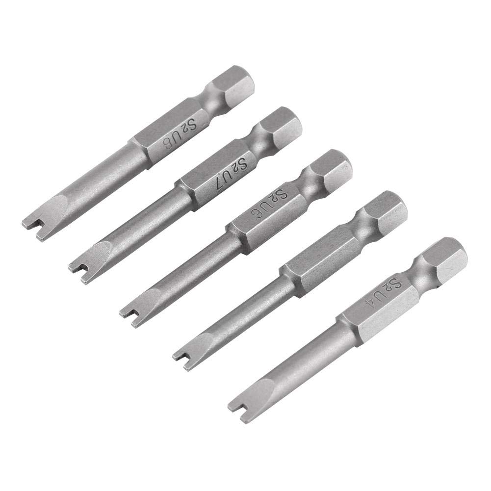 Screwdriver Bits, 5 Pcs S2 Alloy Steel 50mm Length 1/4" Hex Shank U-Shaped Magnatic Screwdriver Bits Set