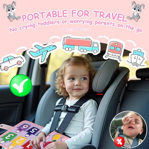 AYSOW Busy Board Montessori Age 1 Year - Busy Montessori Rabbit Book, Portable Sensory Educational Toy, Develops Fine Motor Skills, Travel Toys for Toddlers, Gift Idea for Baby Boy Girl