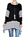Mordenmiss Women's Stripes Asymmetry Tunic Swing Flowy Plain T-Shirt Top XL Black