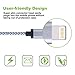 Eashion iPhone Cable, 3Pack 10FT Nylon Braided 8 Pin Lightning to USB Charger Cable, Compatible with iPhone 7/7 Plus/6s/6s Plus/6/6 Plus/5/5S/5C/SE/iPad and iPod(White)