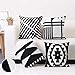 baibu Pack of 4 Embroidered Throw Pillow Case, 100% Cotton Decor Black and White Geometric Cushion Cover for Couch Sofa 18x18 inch/4PCS