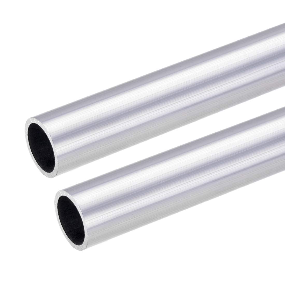 sourcing map 6063 Aluminum Round Tube, 23mm OD 19mm Inner Dia 300mm Length Seamless Straight Tubing 2 Pcs