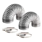 VIVOSUN 2-Pack 4 Inch 8 Feet Non-Insulated Flex Air Aluminum Ducting for HVAC Ventilation, 4 Clamps Included